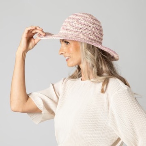 NWT Anthropologie Pink Space Dye Straw Bucket Hat main image 4